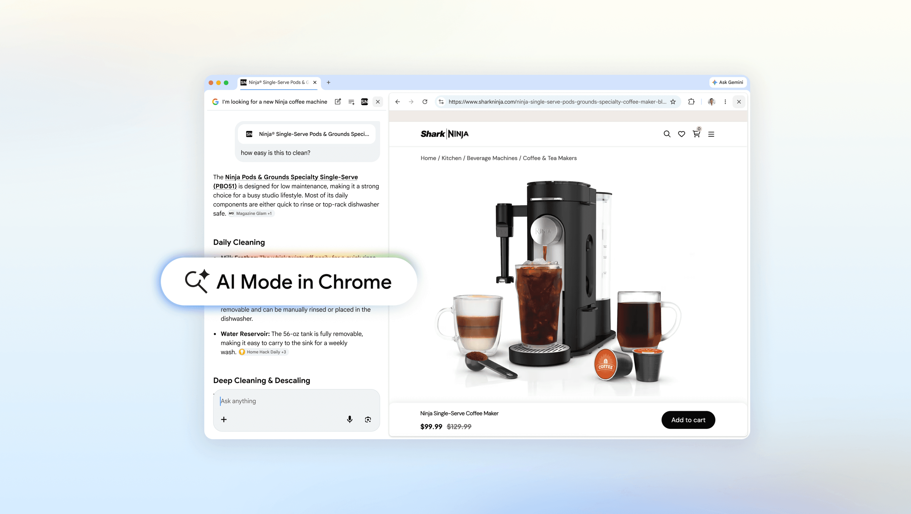 A new way to explore the web with AI Mode in Chrome